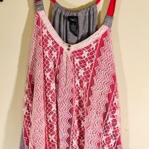 Floral laced tank top